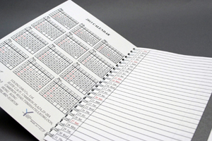 株式会社ユーイング　様オリジナルノート 「表紙内側印刷」で翌年カレンダーを印刷