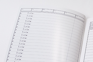 加藤  れい子　様オリジナルノート 「表紙内側印刷」で、オリジナルノートの内容を自分で整理できる目次のデザイン。