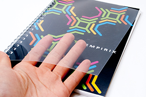 エンピレックス株式会社　様オリジナルノート 「表紙カバーフィルム」でノートの表紙をやさしく保護。