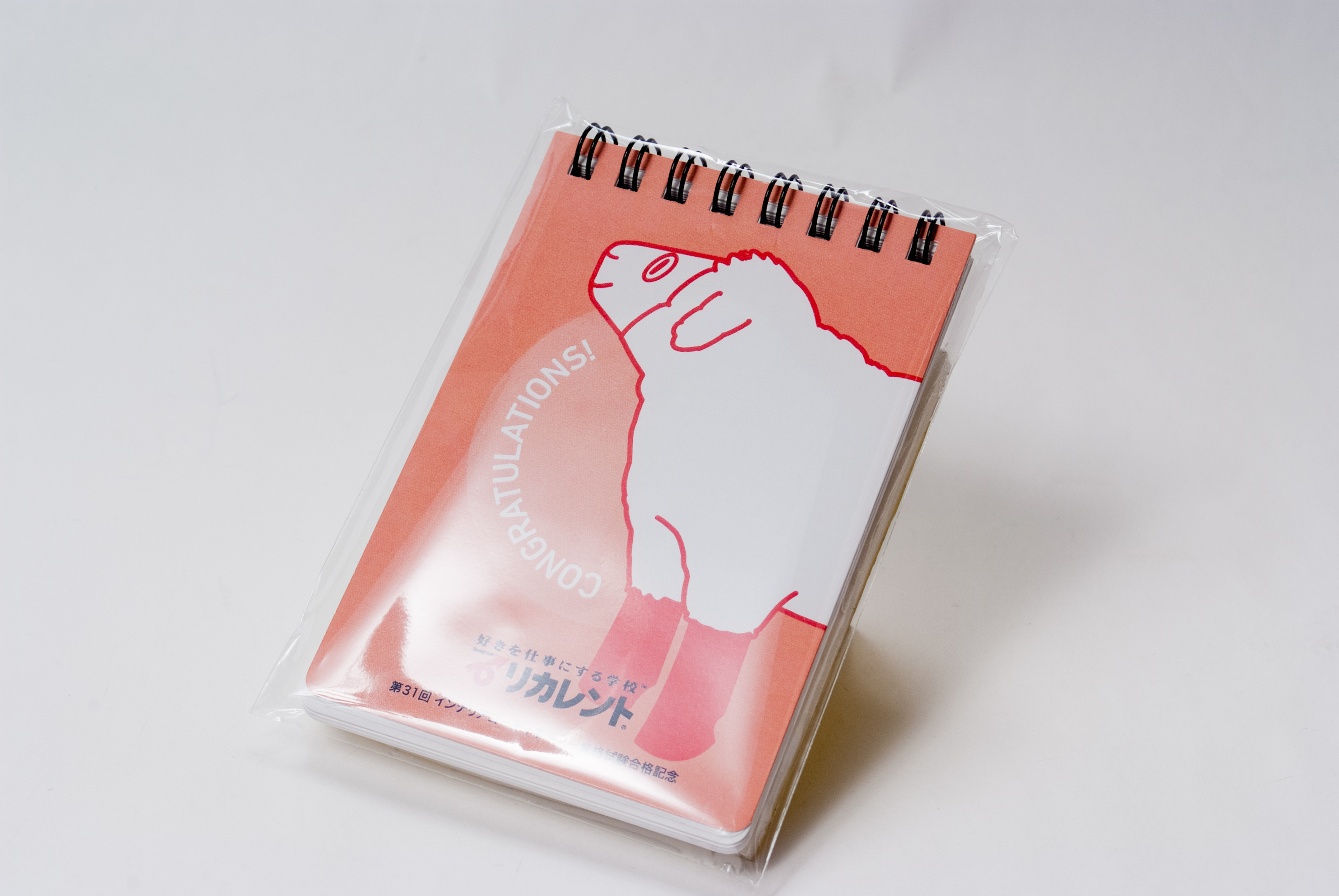 株式会社日本ライセンスバンク　様オリジナルノート 完成したオリジナルノートをラッピングする「OPP袋」で一点一点丁寧に袋詰め。記念品のオリジナルメモ帳に最適なオプション！