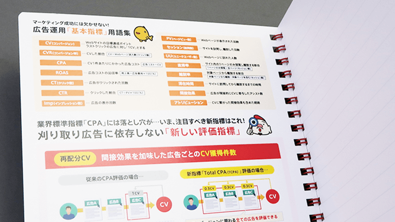 表紙の内側で製品やサービスを紹介