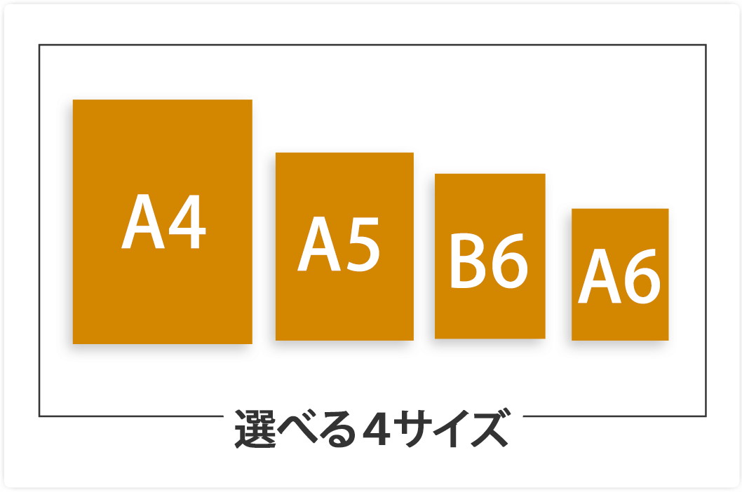 A6、B6、A5、A4の4サイズから選べる