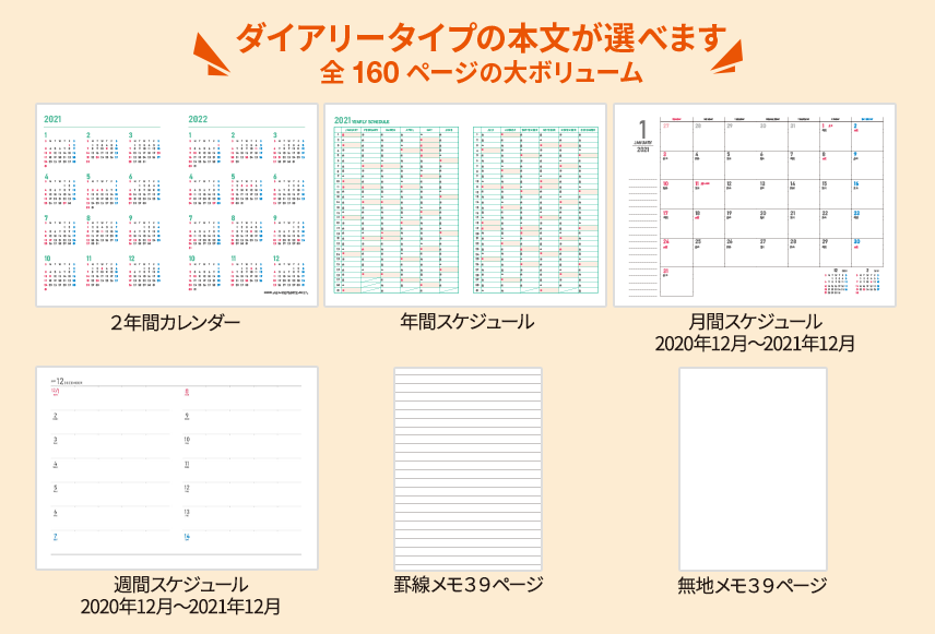 ハードカバーノート ダイアリータイプの内容