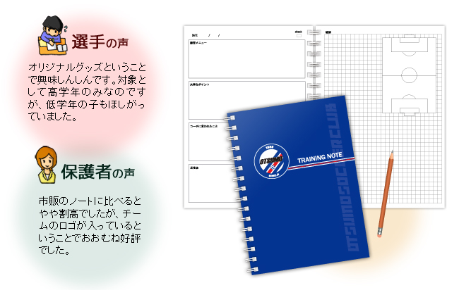 オリジナルサッカーノート 大津茂サッカークラブ さま 活用事例 オリジナルスポーツノート トレーニングノート