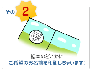 その2、絵本のどこかにご希望のお名前を印刷しちゃいます！