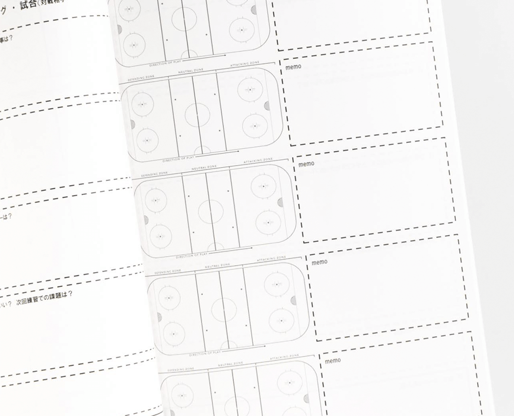 「本文オリジナル印刷」でコート図をあらかじめ印刷されたオリジナルノートの本文